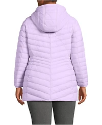 Lands' End Plus Wanderweight Packable Down Hooded Long Jacket