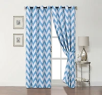 Kate Aurora 2 Pack Room Darkening Juvi Chevron Grommet Top Window Curtains With Tiebacks