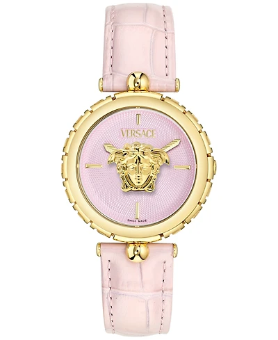 Versace Women's Swiss Medusa Heritage Pink Leather Strap Watch 38mm