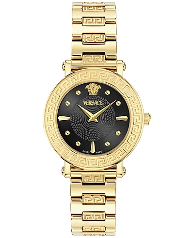 Versace Women's Swiss Greca Sphere Gold Ion Plated Bracelet Watch 35mm