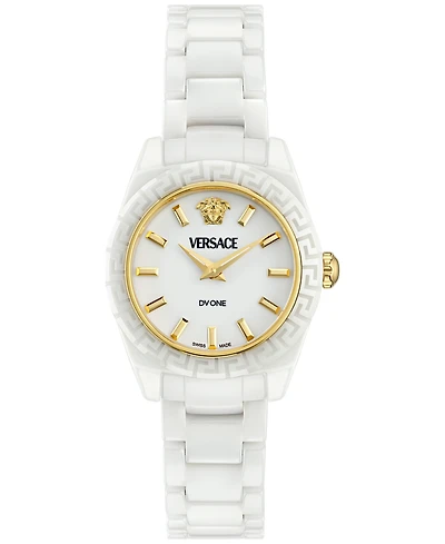 Versace Women's Swiss Dv One Mini White Ceramic Bracelet Watch 28mm