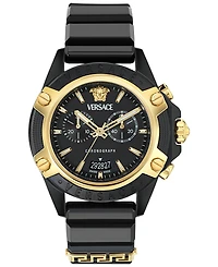 Versace Men's Swiss Chronograph Black Silicone Strap Watch 44mm
