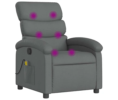 Massage Recliner Chair Dark Gray Fabric