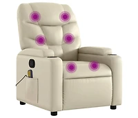 Massage Recliner Chair Cream Faux Leather