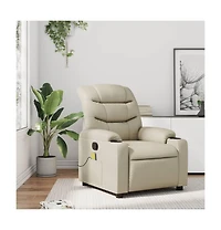 vidaXL Massage Recliner Chair Cream Faux Leather
