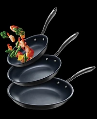 Guy Fieri Flavortown Hard-Anodized Laser Titanium Frypans, Set of 3