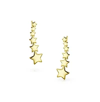 Bling Jewelry Usa Patriotic Celestial Shooting Star Ear Pin Climbers Earrings Wrap Crawlers 14K Gold Plated .925 Sterling Silver