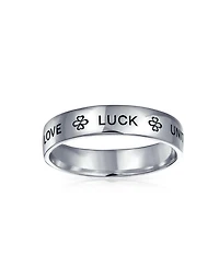 Bling Jewelry Amulet Talisman Heart Infinity Clover Symbol Inspirational Words Love Luck Unity Band Ring Gold Plated .925 Sterling Silver