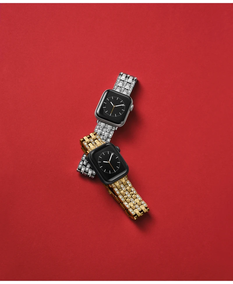 Coach Women's Silver Stainless Steel with Crystals Apple Watch Strap for 38mm, 40mm, 41mm