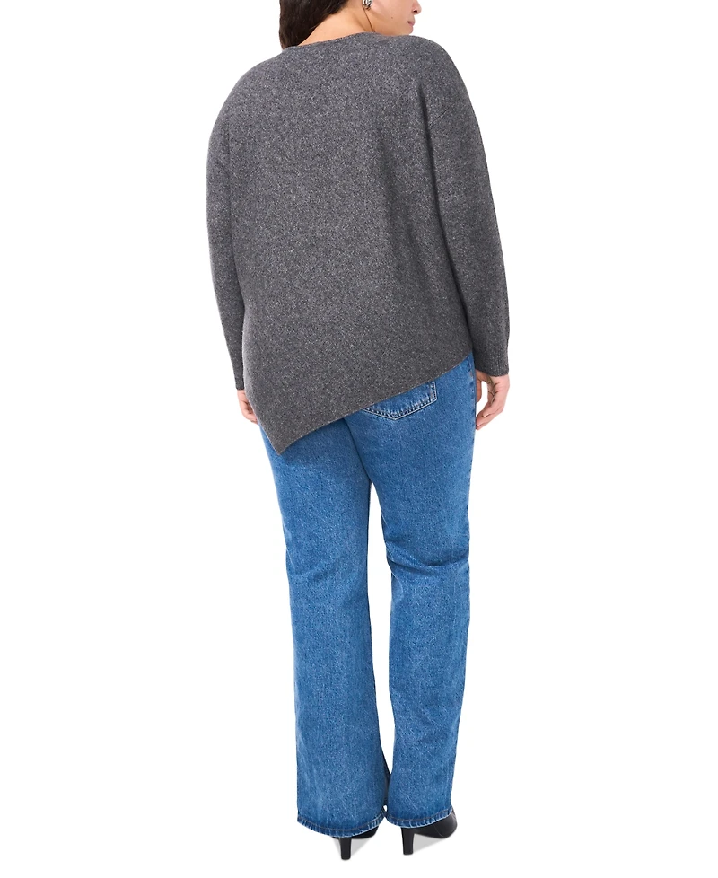 Vince Camuto Plus Asymmetric-Hem Sweater