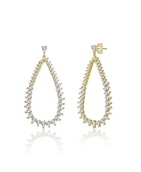 14K Gold Plated Cubic Zirconia Raindrop Front-Facing Hoop Earrings