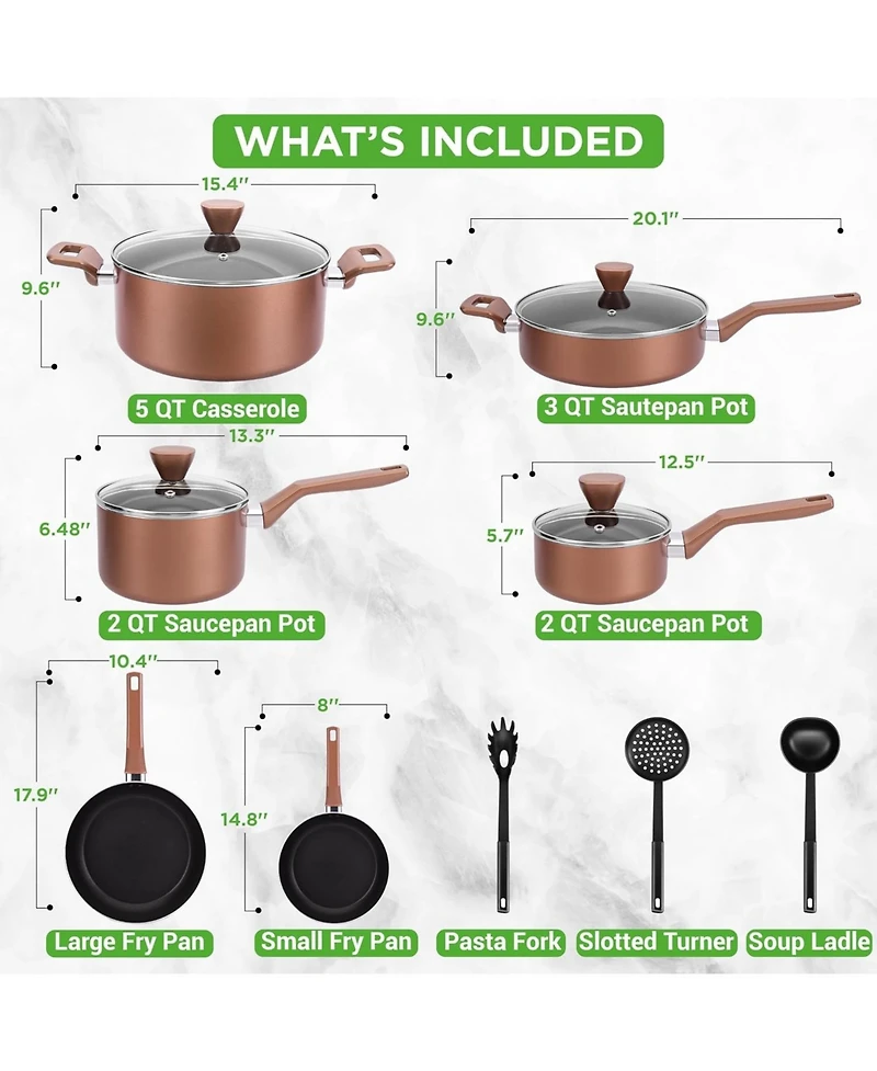 NutriChef Kitchenware Pots & Pans - Stylish Kitchen Cookware Set, Non-Stick (13-Piece Set)