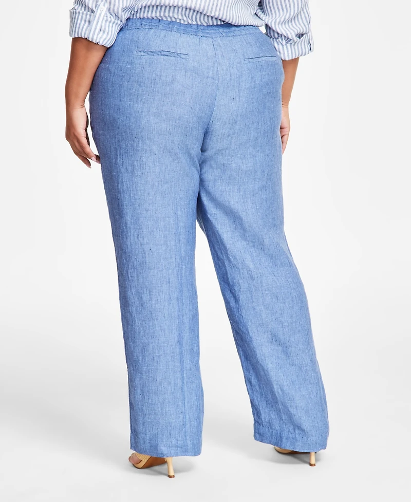 Charter Club Plus 100% Linen Pants, Exclusively at Macy's