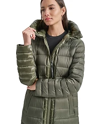 Dkny Jeans Women's Down Quilted Hooded Puffer Coat