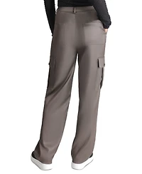 Dkny Jeans Women's Stretch Satin Cargo Wide-Leg Pants