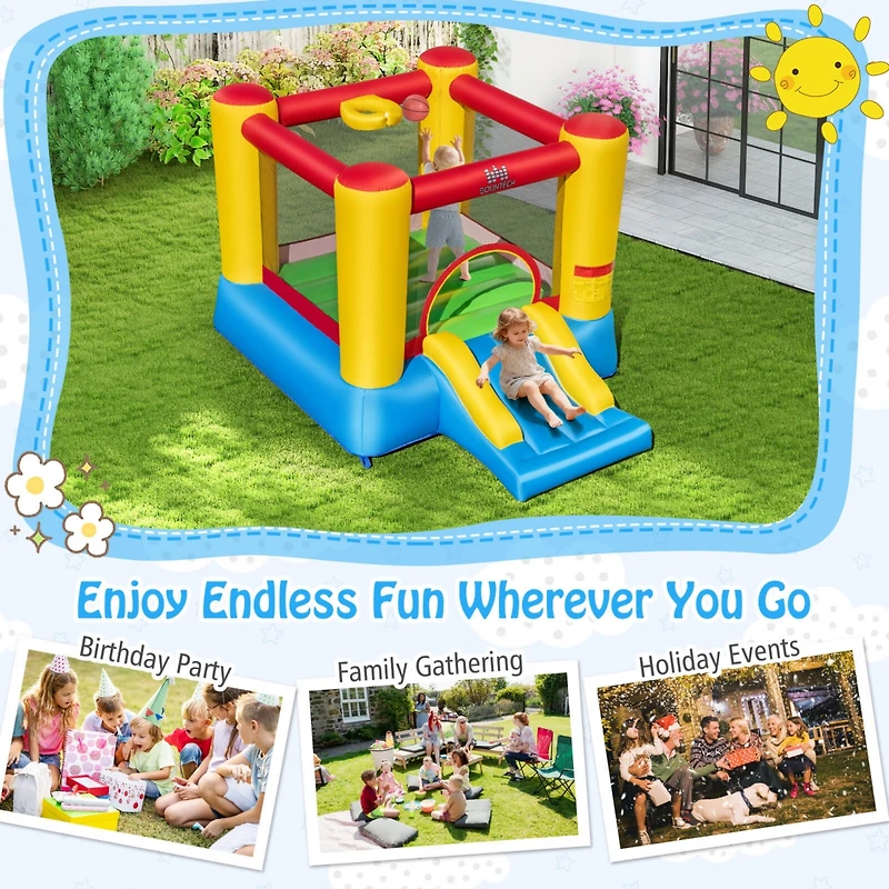 Inflatable Bouncer Kids Slide Bounce House for Indoor Outdoor with 350W Blower