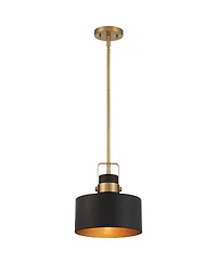 Possini Euro Design Soft Gold Mini Pendant Lighting 10" Wide Modern Matte Black Drum Shade Fixture for Dining Room Foyer Kitchen