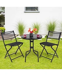 Sugift 3 Pieces Folding Bistro Table Chairs Set for Indoor and Outdoor