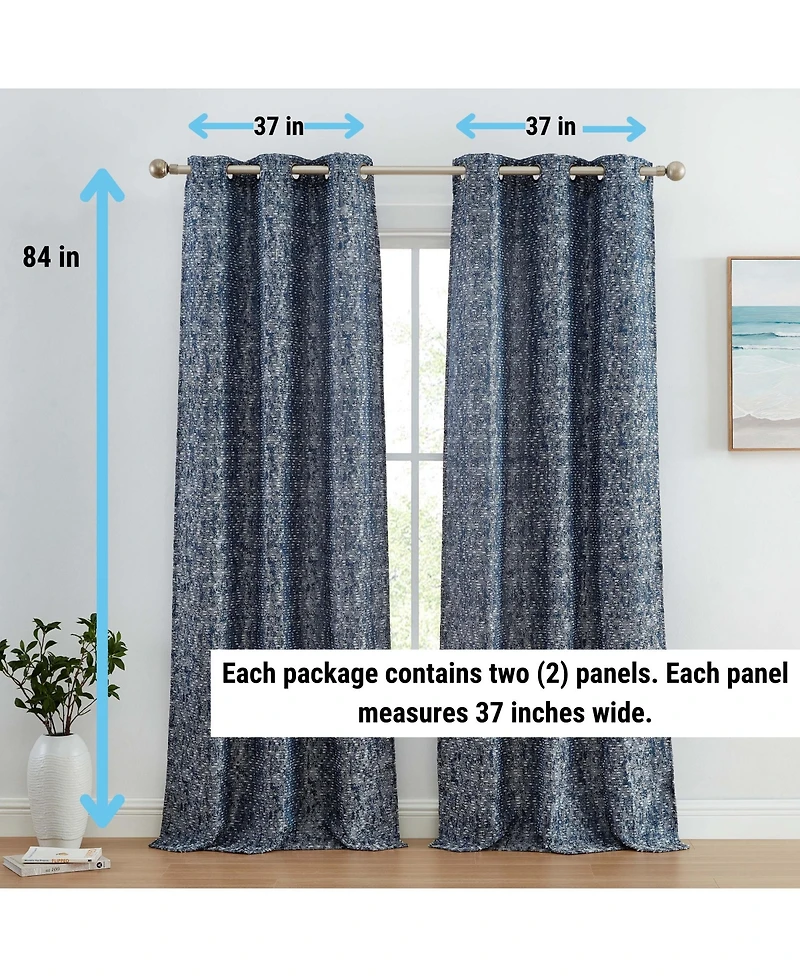 Hlc.me Avalon Jacquard Slub Texture - Privacy Curtains with Grommet Lightweight Window Curtain Panels