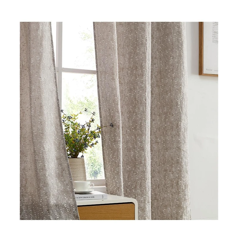 Hlc.me Avalon Jacquard Slub Texture - Privacy Curtains with Grommet Lightweight Window Curtain Panels, Set of 2