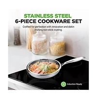 NutriChef Kitchenware Pots & Pans Set - Triply Stainless Steel Cookware