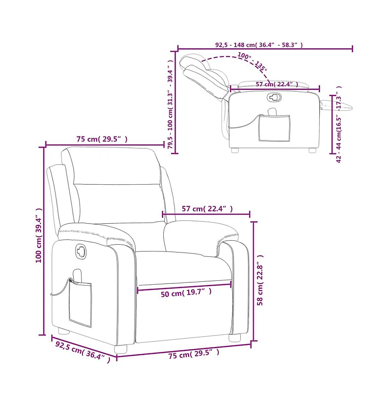 vidaXL Massage Recliner Chair Black Fabric