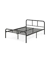 Full Bed Frame with Headboard and Footboard No Box Spring Needed-Black