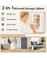 Bathroom Wall Cabinet with Single Mirror Door-Gray
