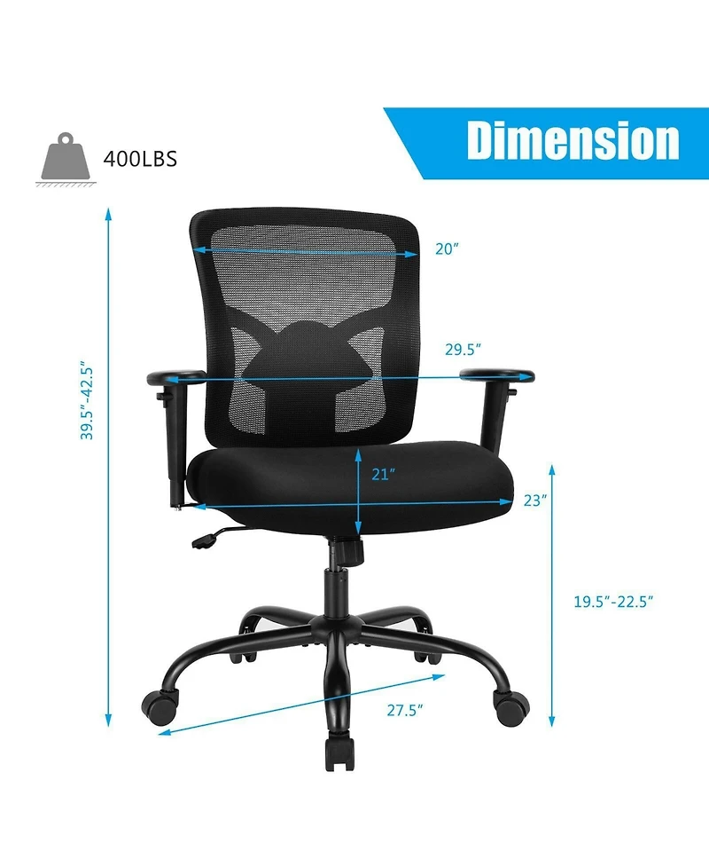 Sugift 400LBS Mesh Big and Tall Office Chair Swivel Task Chair