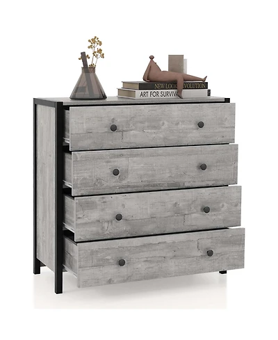 4-Drawer Dresser Modern Chest of Drawers Wooden Storage Dresser