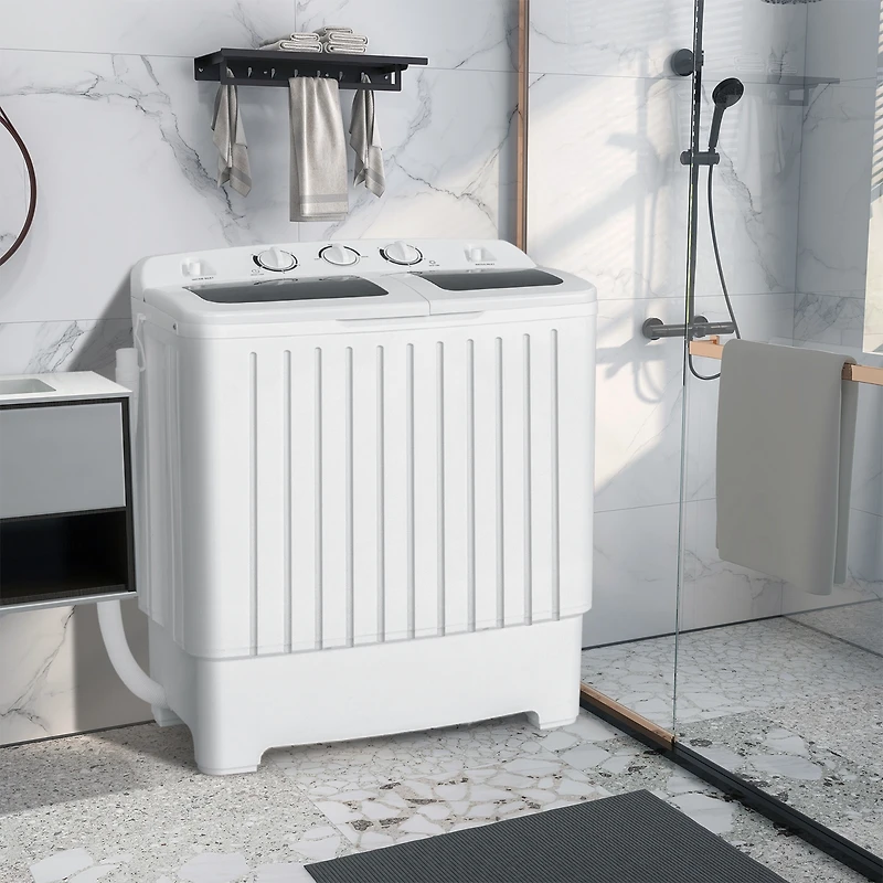 Portable Washing Machine Twin Tub Compact Laundry Washer with 20 lbs Capacity