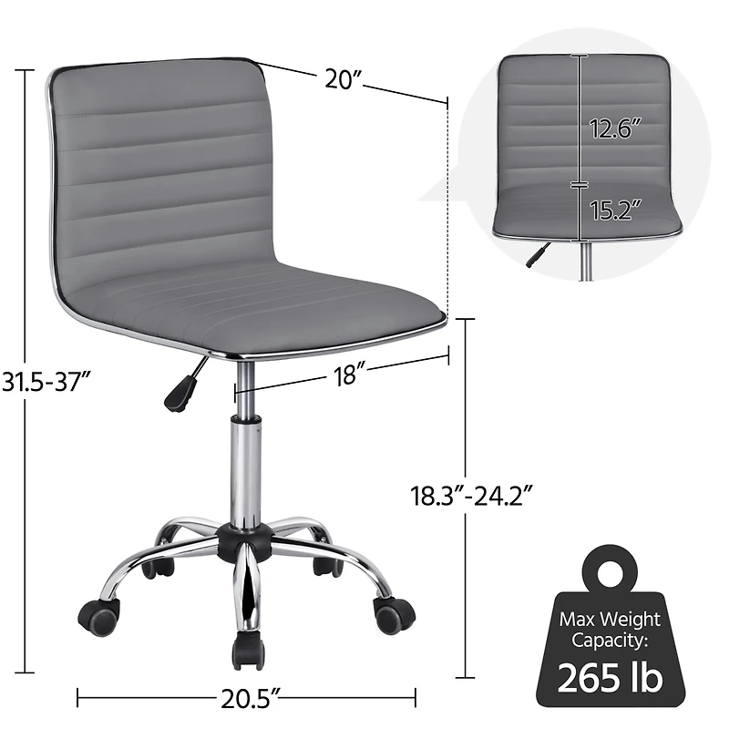 Yaheetech Pu Leather Low Back Swivel Armless Office Chair