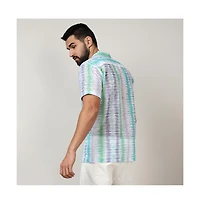 Men's Sea Green & Lavender Horizontal Tie-Dye Shirt