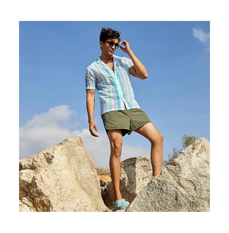 Men's Sea Green & Lavender Horizontal Tie-Dye Shirt