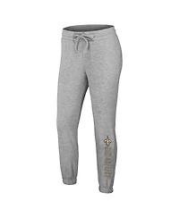 Wear by Erin Andrews Women's Heather Gray New Orleans Saints Knit Long Sleeve Tri-Blend T-Shirt Pants Sleep Set