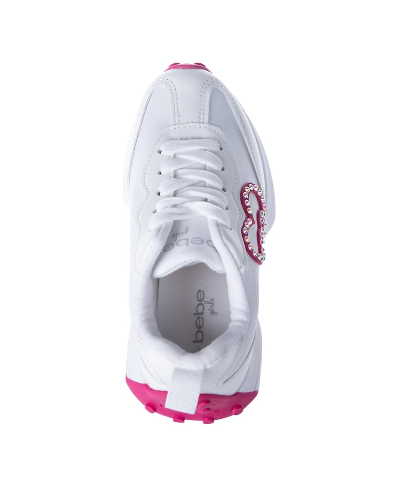 Bebe Little and Big Girls Embellished Heart Patch Jogger Sneaker