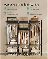 Slickblue 74.8” High Clothes Rack with Hanging Rails in Black