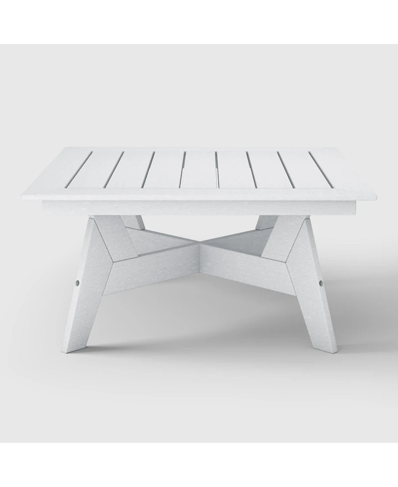 WestinTrends Modern Low Outdoor Patio Square Hdpe 37" Coffee Table