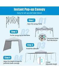 Skonyon Patio 10x10FT Instant Pop-up Canopy Folding Tent with Sidewalls and Awnings Outdoor-Gray