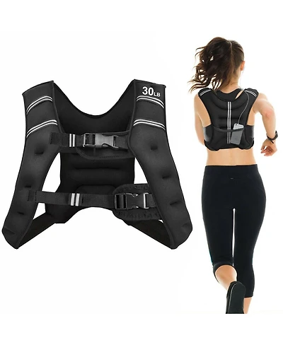 30LBS Workout Weighted Vest with Mesh Bag Adjustable Buckle-30 lbs