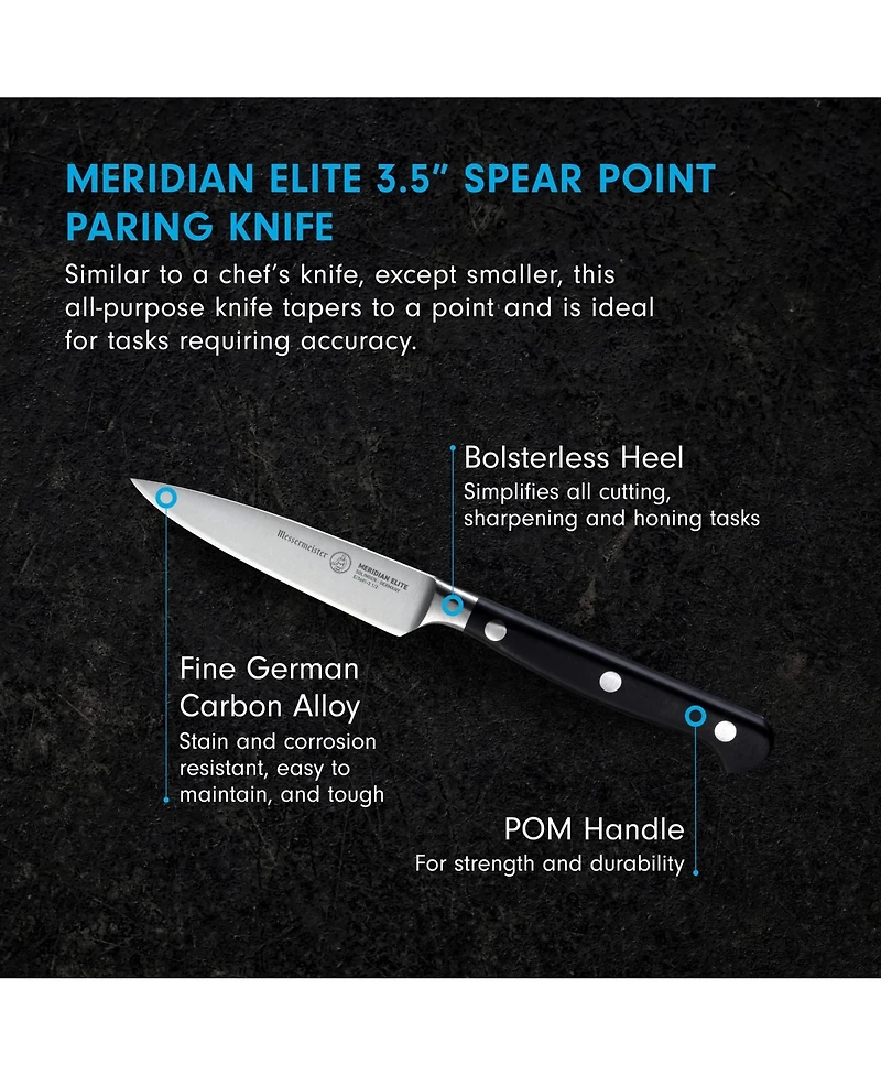 Messermeister Meridian Elite Spear Point Paring Knife, 3.5”
