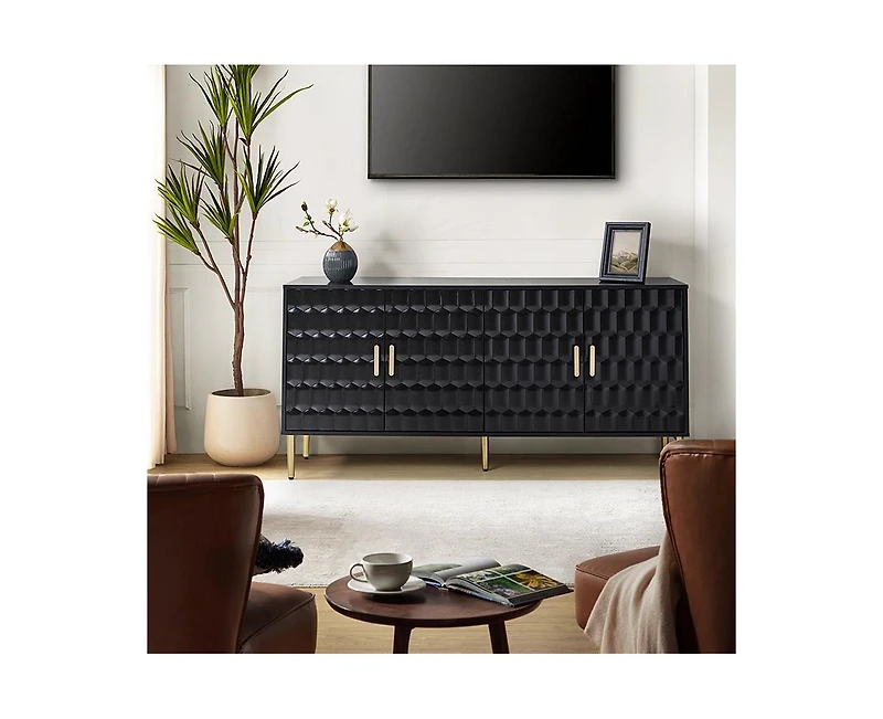 Hulala Home Kaletan Modern 63"Wide Sideboard with Adjustable Shelves