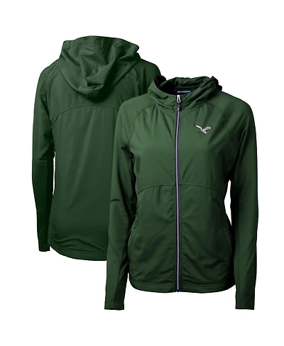 Cutter & Buck Women's Hunter Green Philadelphia Eagles Gridiron Classics Logo Adapt Eco Knit Hybrid Full-Zip Hoodie