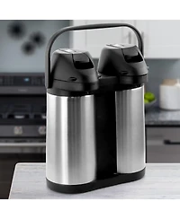 MegaChef Dual 1.9 Quart Stainless Steel Airpot, Hot Water Dispenser for Coffee and Tea