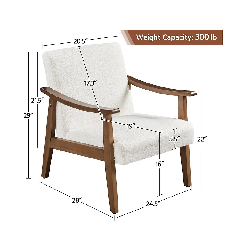 Yaheetech Modern Accent Chair Mid-Century Upholstered Armchair