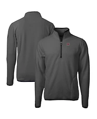 Cutter & Buck Men's Gray/Black Miami University RedHawks Cascade Eco Sherpa Fleece Quarter-Zip Pullover Jacket
