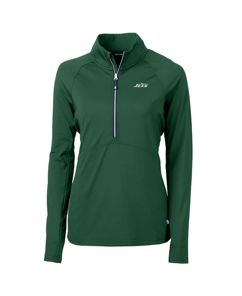 Cutter & Buck Women's Hunter Green New York Jets Primary Logo DryTec Adapt Eco Knit Stretch Raglan Half-Zip Top