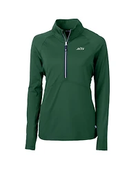Cutter & Buck Women's Hunter Green New York Jets Primary Logo DryTec Adapt Eco Knit Stretch Raglan Half-Zip Top
