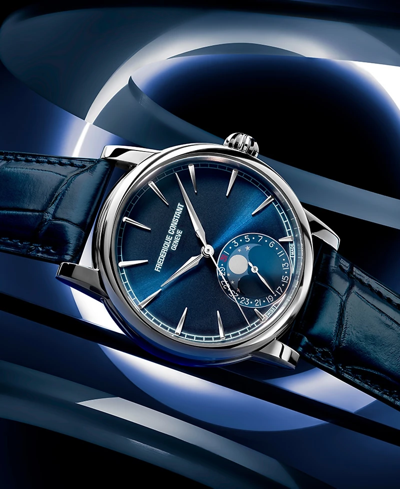 Frederique Constant Men's Swiss Automatic Classic Moonphase Date Manufacture Leather Strap Watch 40mm