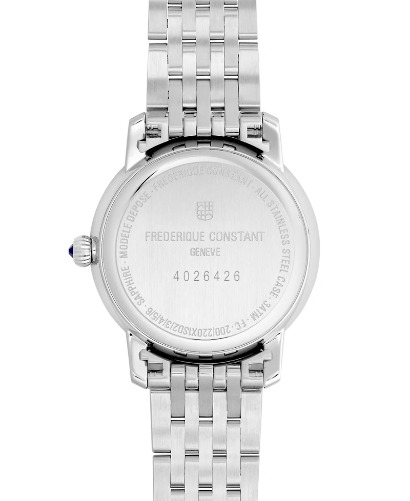 Frederique Constant Women's Swiss Slimline Diamond (5/8 ct. t.w.) Stainless Steel Bracelet Watch 30mm